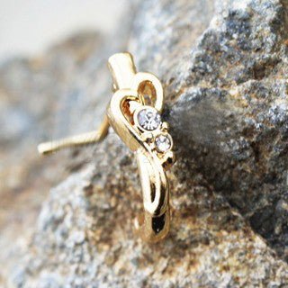 Gold Plated Jeweled Heart L Bend Half Nose Hoop-1