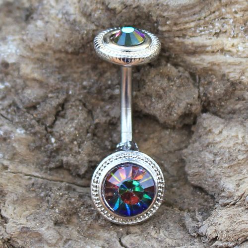 316L Stainless Steel Vitrail Medium Discs Navel Ring-0