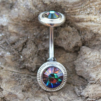 316L Stainless Steel Vitrail Medium Discs Navel Ring-0