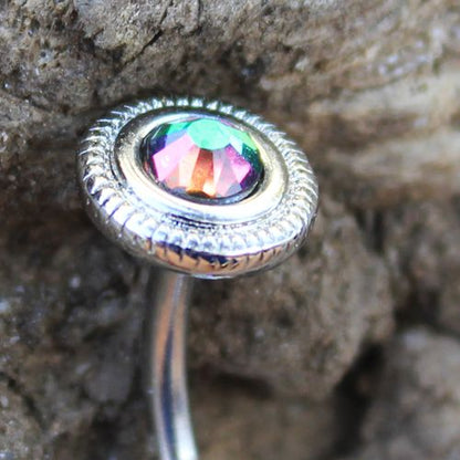 316L Stainless Steel Vitrail Medium Discs Navel Ring-2