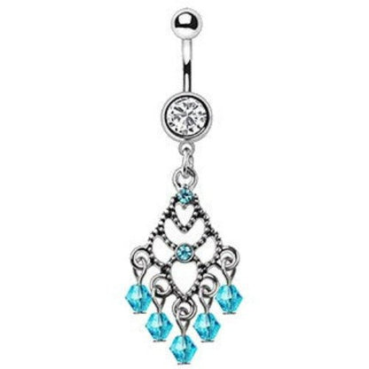 316L Stainless Steel Aqua Chandelier Dangle Navel Ring-1