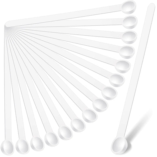 Honeydak 1/32 Teaspoon Micro Scoops 150 Milligram Mini Measuring Spoons Tiny Little Plastic Scoop for Measuring Cosmetics Powders Glitter and Seasoning(White 16 Pieces)