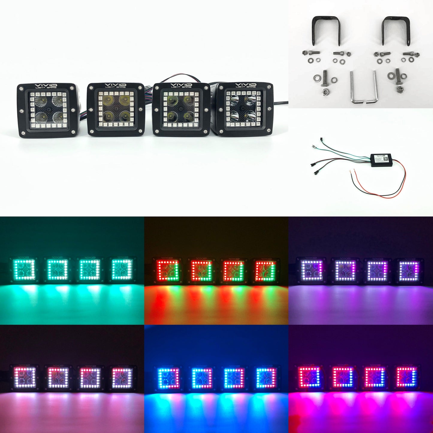 3.2'' Strobe LED Pods with RGBW Chasing Halo Rings-1