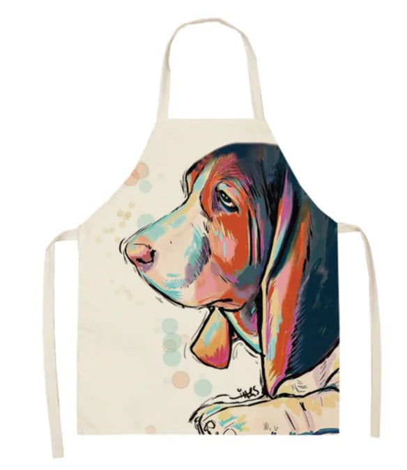 Nordic Polyester Dog Print Apron for Adults