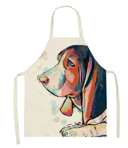 Nordic Polyester Dog Print Apron for Adults