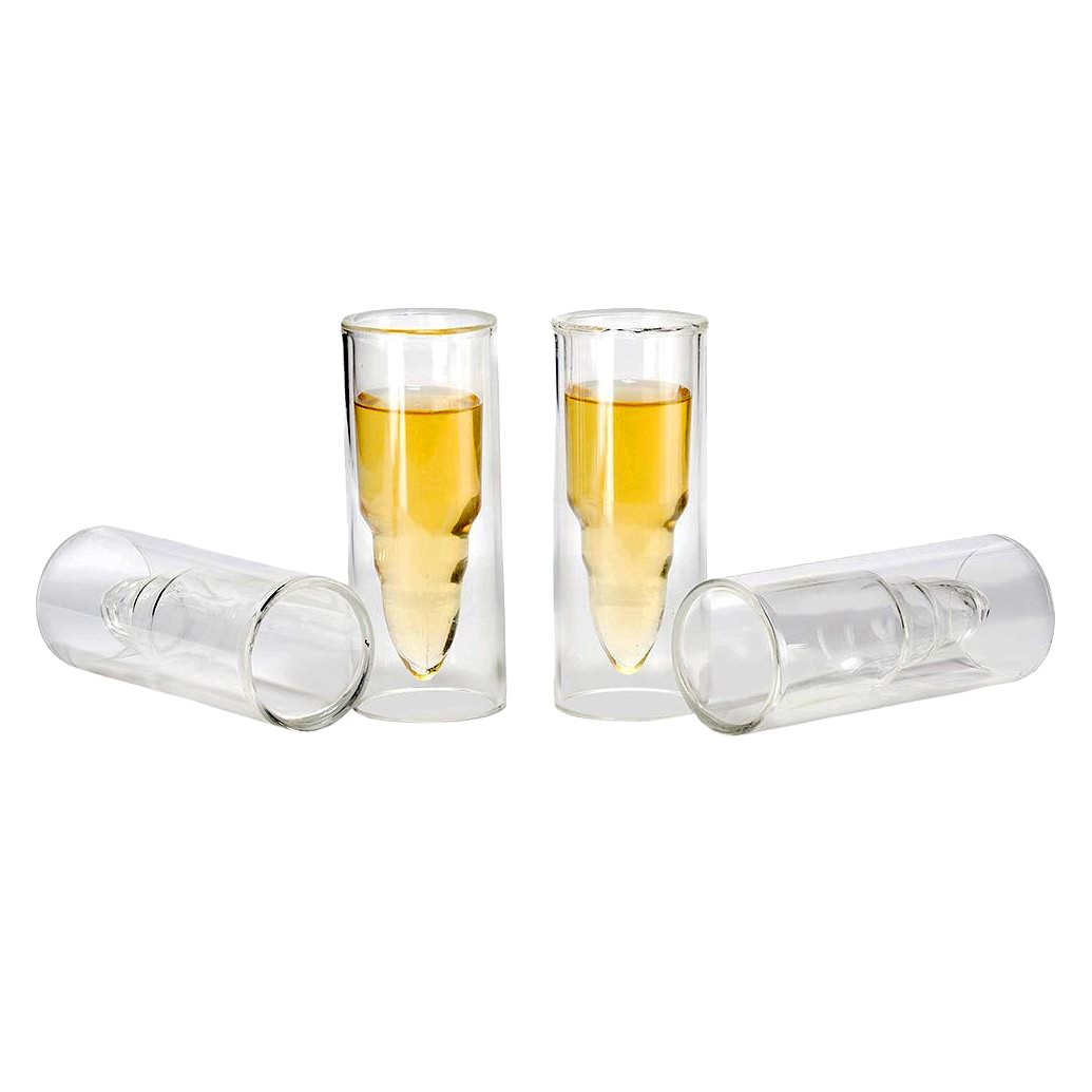 50 Caliber Shot Glasses Set - Set of 4 - Each holds 2 Ounces - Tactical Bullet Casings Shot Glasses by The Wine Savant-0