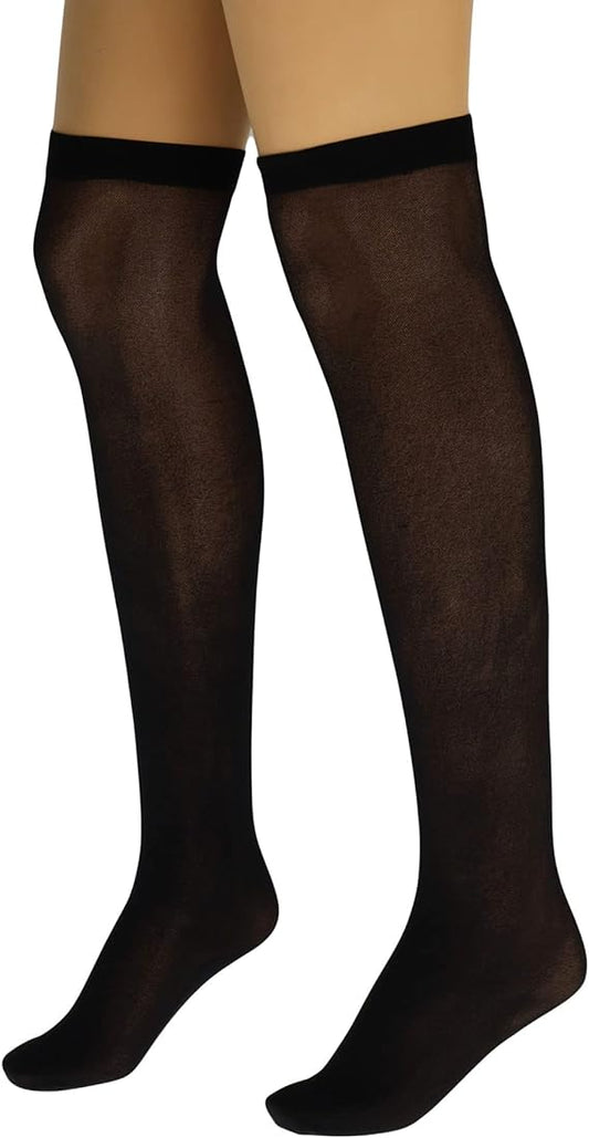 6 Pairs Women's Over The Knee Sheer Nylon Socks with Reinforced Base One Size-0