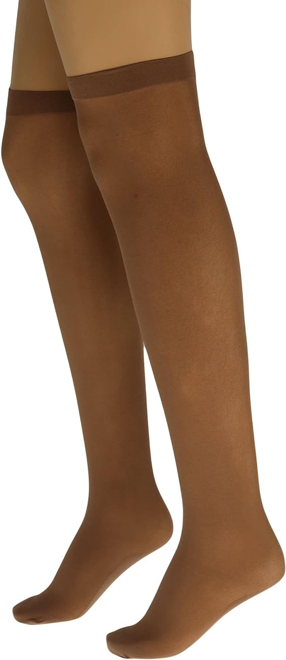 6 Pairs Women's Over The Knee Sheer Nylon Socks with Reinforced Base One Size-1