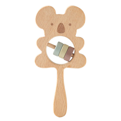 Wooden Animal Hand Rattle Toy for Newborns (Koala & Owl)