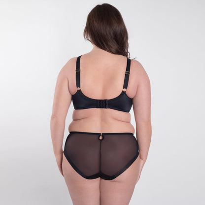 Sheer Mesh Tulle Embroidered Brief Panty Perla Black-3