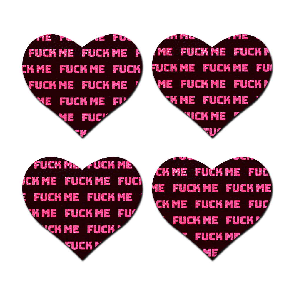 5 Pack: Petites: Two-Pair Small 'Fuck Me' Hearts Nipple Pasties by Pastease®-0
