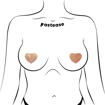 5 Pack: Petite Pasties: Two-Pair Small Rose Gold Hearts Nipple Covers by Pastease®-2