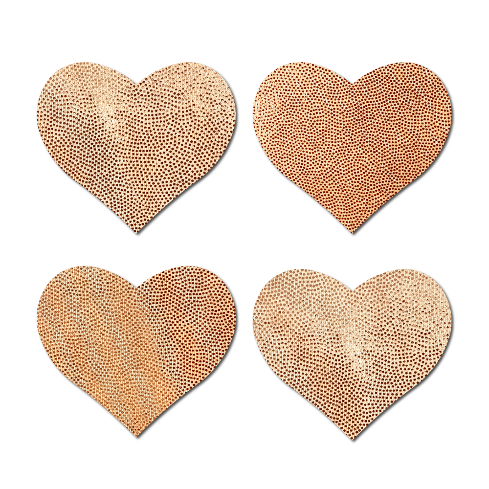 5 Pack: Petite Pasties: Two-Pair Small Rose Gold Hearts Nipple Covers by Pastease®-0