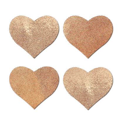 5 Pack: Petite Pasties: Two-Pair Small Rose Gold Hearts Nipple Covers by Pastease®-0