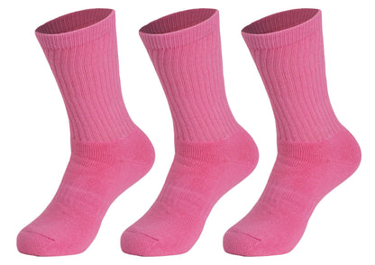 3 Pairs Cotton Crew Socks for Women – Soft, Breathable & Cushioned Athletic Sport Socks, Size 9-11-7
