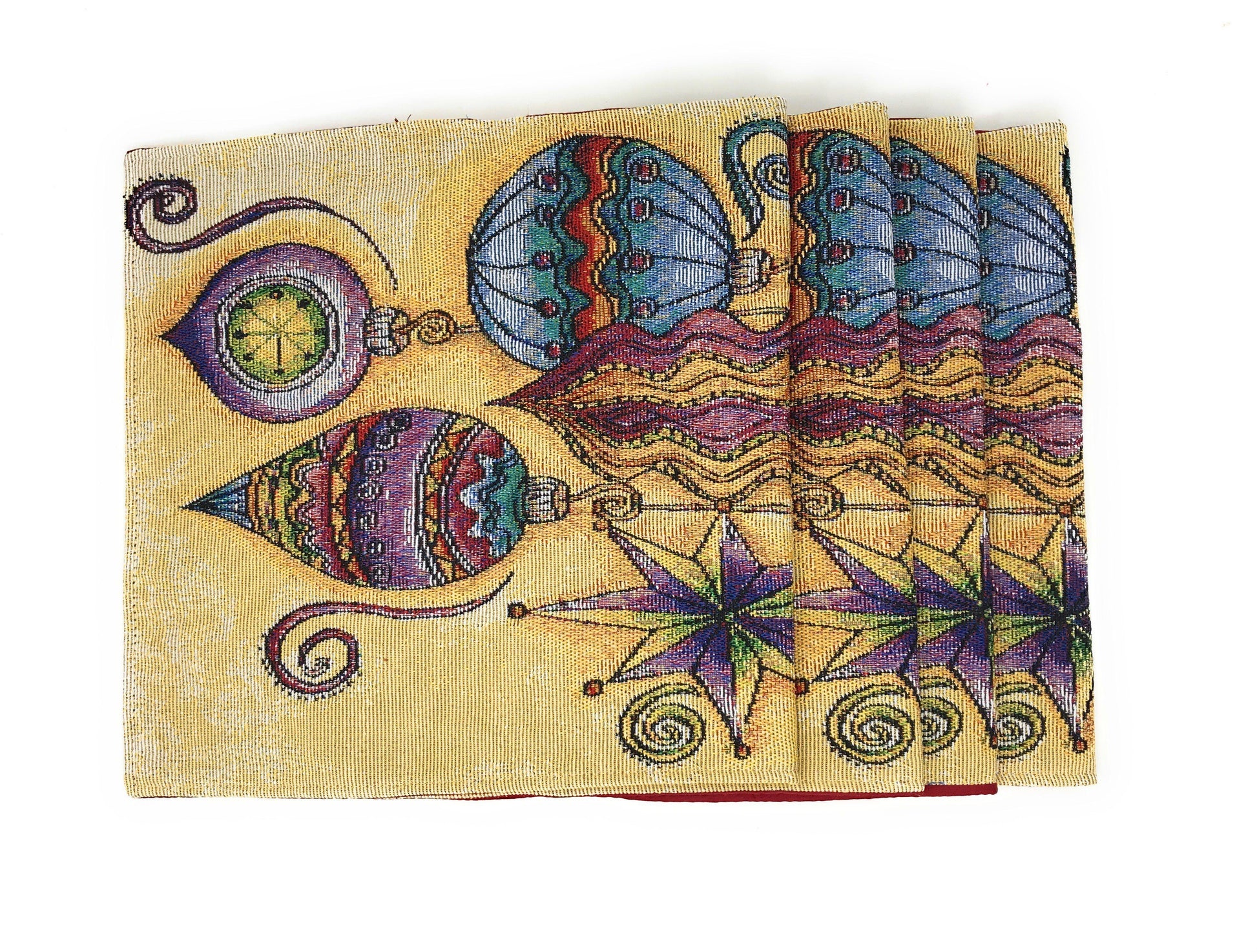 DaDa Bedding Set of 4-Pieces Starry Bohemian Lantern Ornaments Christmas Tapestry Placemats 13” x 19” (14916)-1