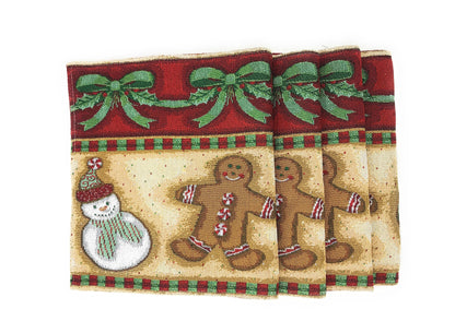DaDa Bedding Set of 4-Pieces Gingerbread Sweets Holiday Woven Tapestry Placemats 13” x 19” (12917)-3