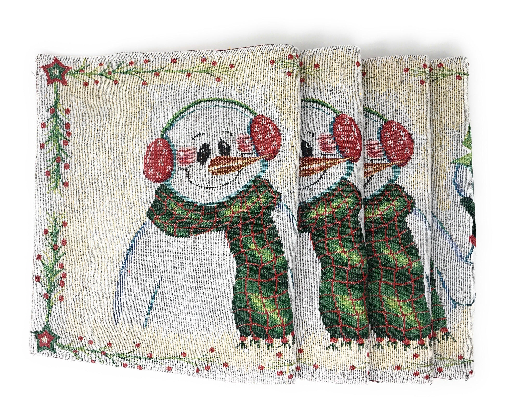 DaDa Bedding Set of 4-Pieces Magical Snowman Holiday Tapestry Placemats 13” x 19” (9733)-3