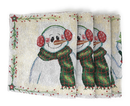DaDa Bedding Set of 4-Pieces Magical Snowman Holiday Tapestry Placemats 13” x 19” (9733)-3