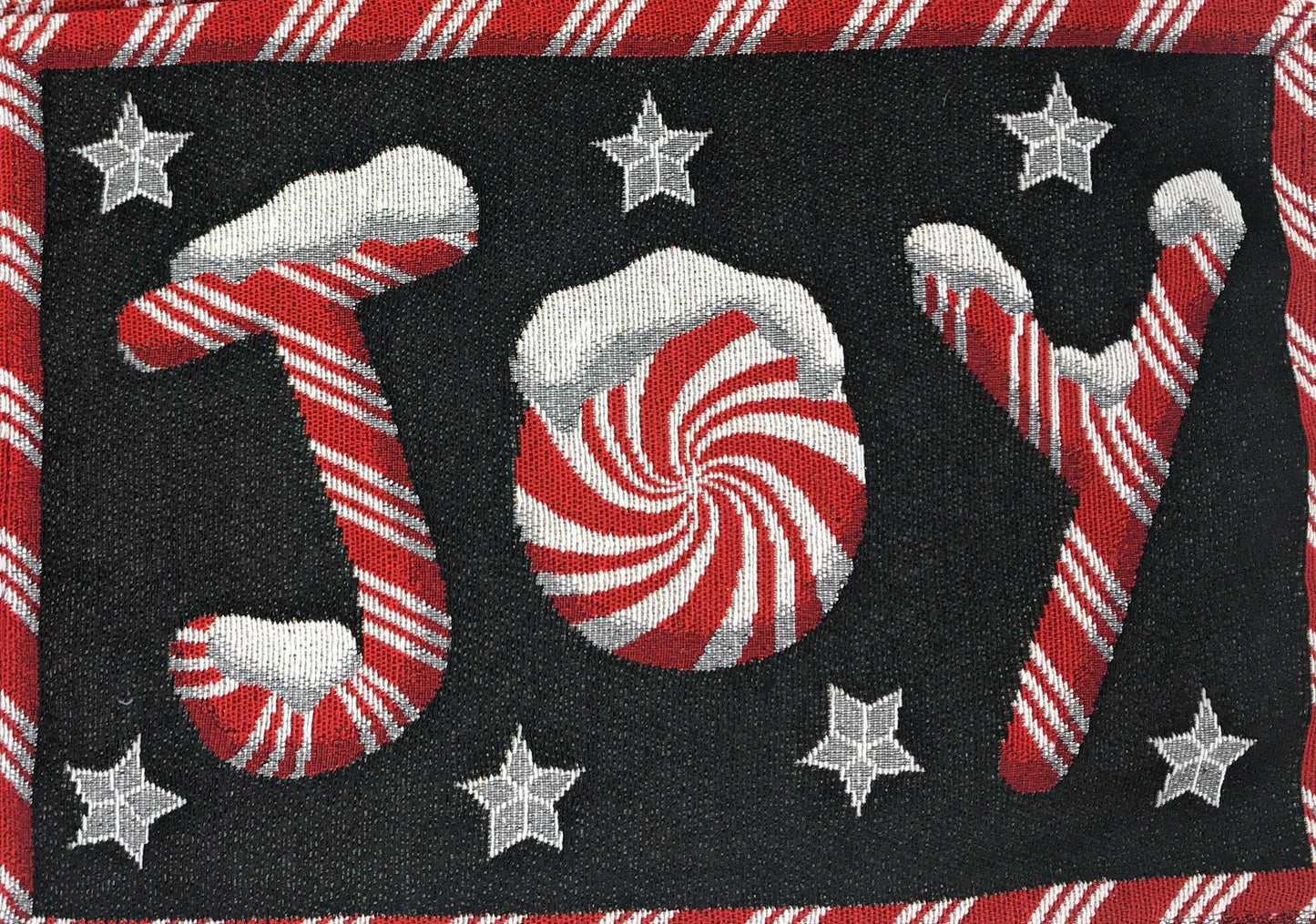 DaDa Bedding Set of 4-Pieces Peppermint Joy Holiday Tapestry Placemats 13” x 19” (12904)-3