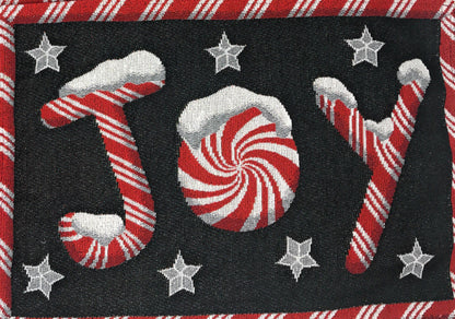 DaDa Bedding Set of 4-Pieces Peppermint Joy Holiday Tapestry Placemats 13” x 19” (12904)-3