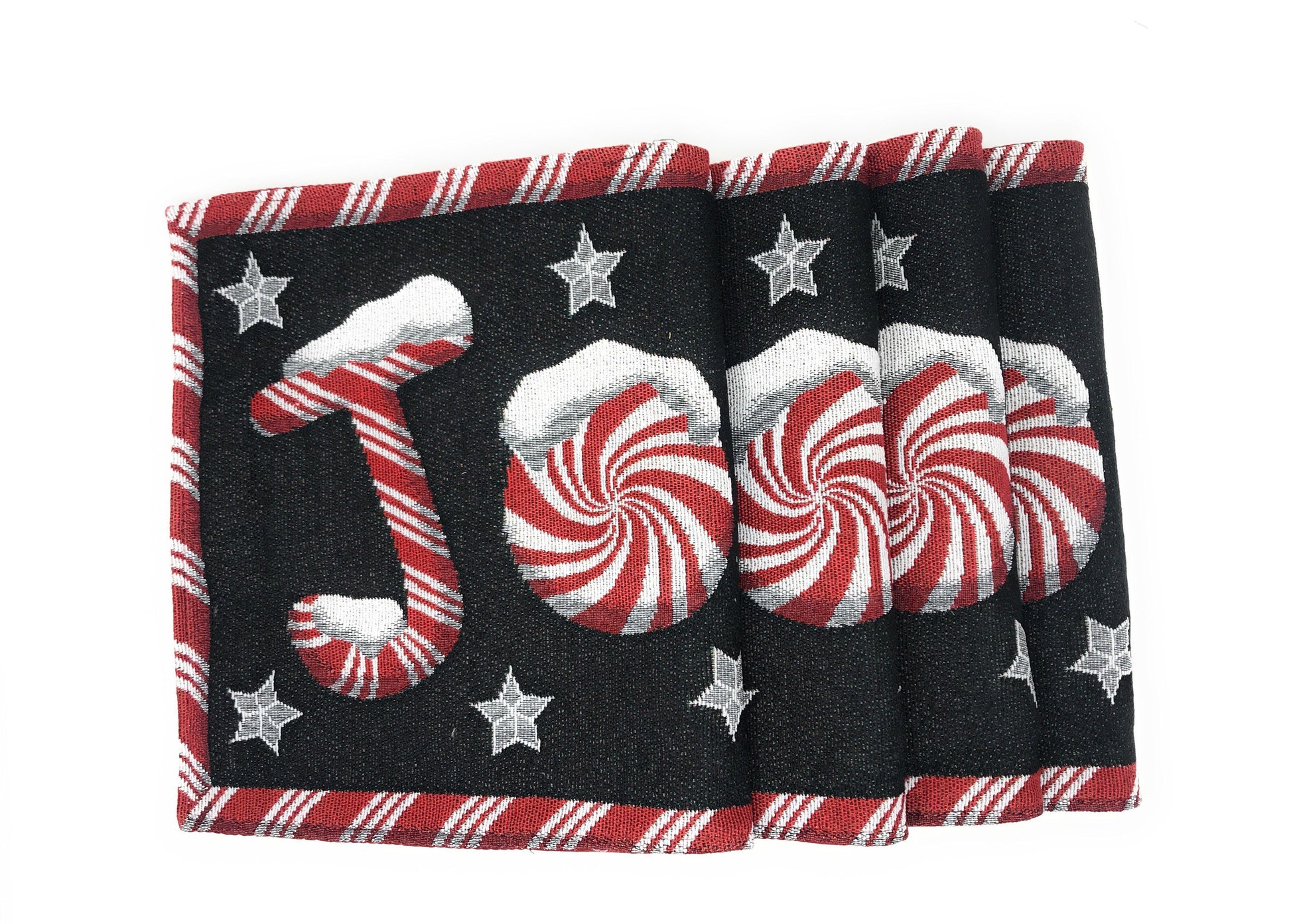 DaDa Bedding Set of 4-Pieces Peppermint Joy Holiday Tapestry Placemats 13” x 19” (12904)-4