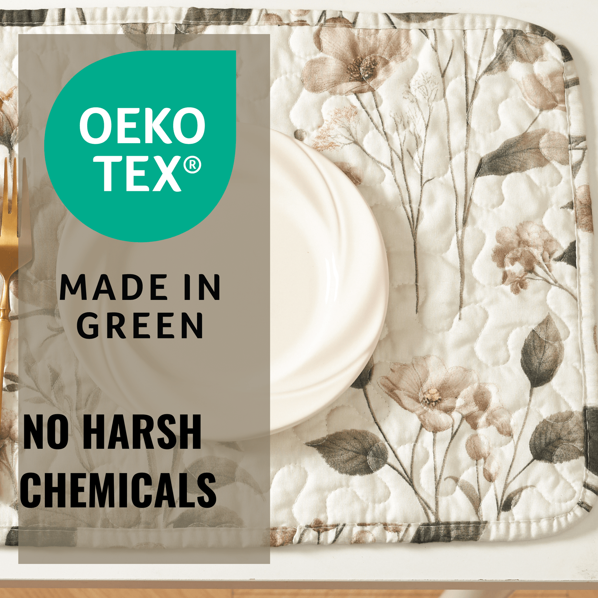 DaDalogy Enchanted Meadow Placemats - Set of 4, Floral Elegance in Beige, Rose, and Soft Green, Premium Soft Microfiber, Perfect for Any Meal, 13x19 Inches-1