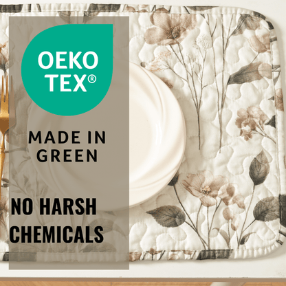 DaDalogy Enchanted Meadow Placemats - Set of 4, Floral Elegance in Beige, Rose, and Soft Green, Premium Soft Microfiber, Perfect for Any Meal, 13x19 Inches-1