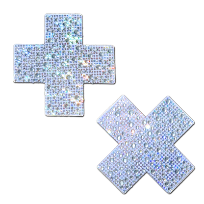 5-Pack: Plus X: Crystal Silver Cross Nipple Pasties by Pastease® o/s-0
