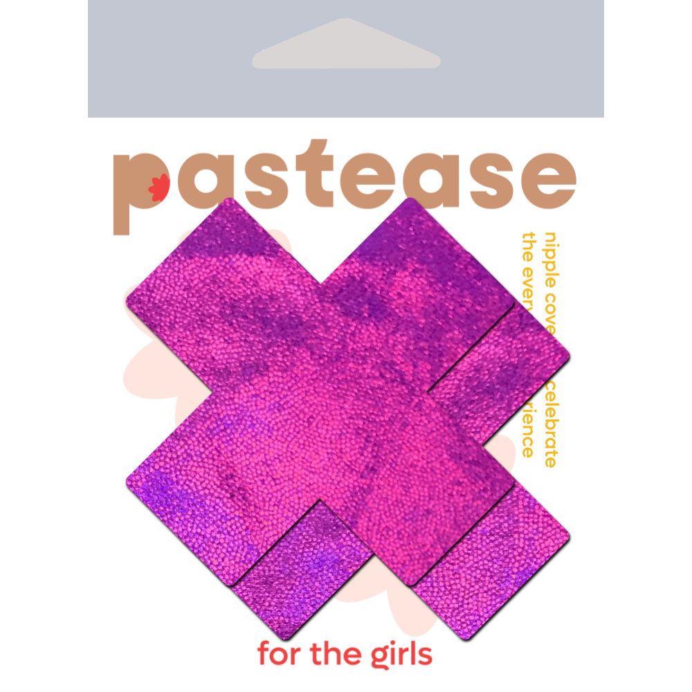 5-Pack: Plus X: Pink Holographic Cross Nipple Pasties by Pastease® o/s-1