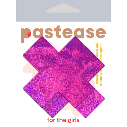5-Pack: Plus X: Pink Holographic Cross Nipple Pasties by Pastease® o/s-1