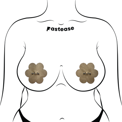 5-Pack: Pierced Pasties: Nude Flower Breast Petal with Barbell Piercing Nipple Covers by Pastease-4