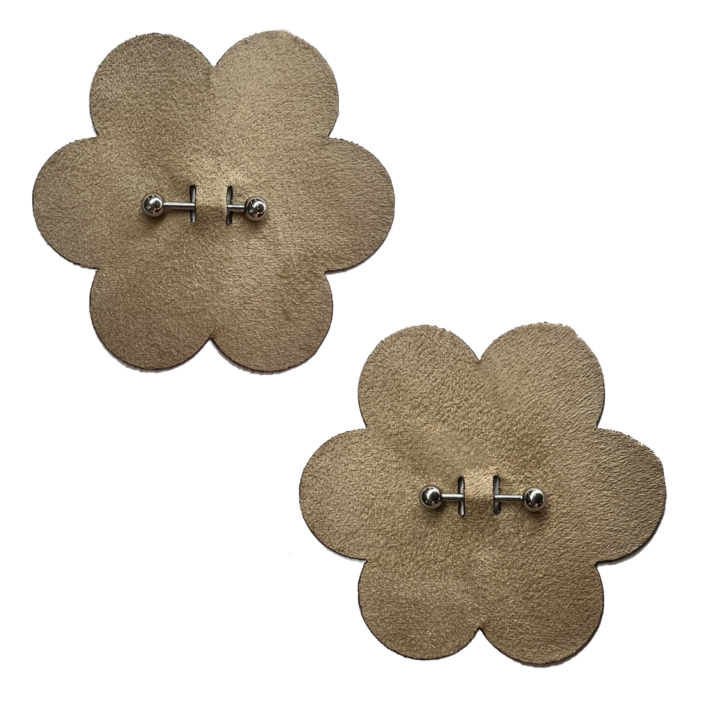 5-Pack: Pierced Pasties: Nude Flower Breast Petal with Barbell Piercing Nipple Covers by Pastease-0