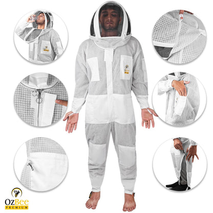 Beekeeping Starter Kit For Beekeepers With OZ Bee Premium 3 Layer Mesh Ventilated Hoodie Style Suit Protective Gear-2