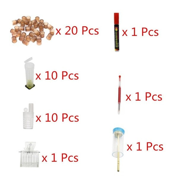 1 Set Queen Bee Cage, Bee Marker,Bee Larvae Insects Sticks, Queen Marking Cage for Queen Grafting-1