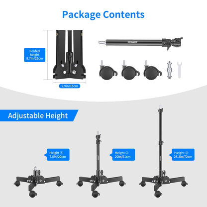 Heavy Duty Light Stand with Caster,0.72m Tripod Stand, Photography Wheeled Base Stand for Photo Sutido Softbox, Monolight-4