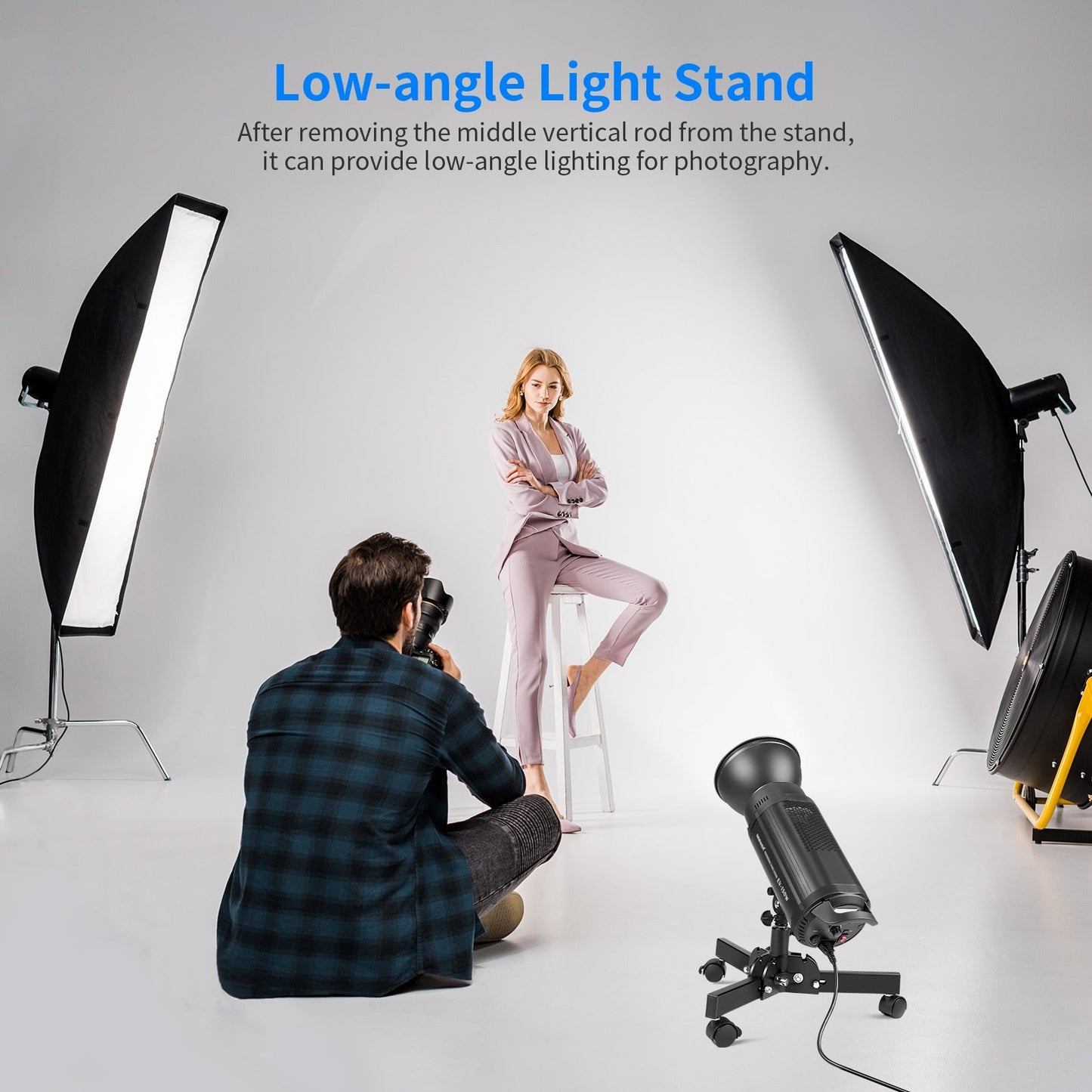 Heavy Duty Light Stand with Caster,0.72m Tripod Stand, Photography Wheeled Base Stand for Photo Sutido Softbox, Monolight-3