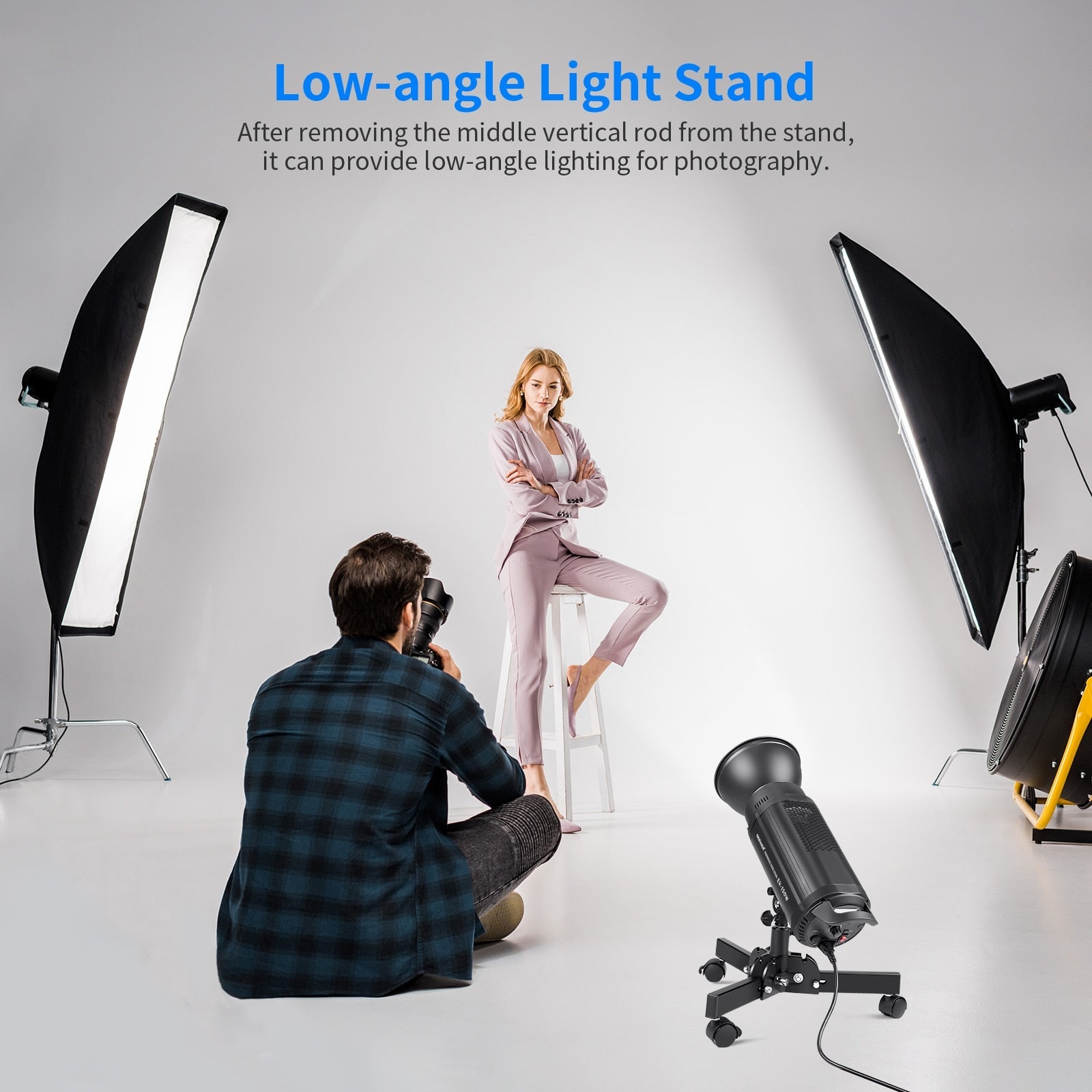 Heavy Duty Light Stand with Caster,0.72m Tripod Stand, Photography Wheeled Base Stand for Photo Sutido Softbox, Monolight-3