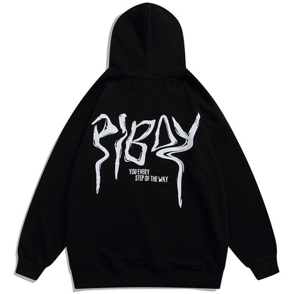 Hoodie Men Cool Youth Letter Graffiti Print Sweatshirt Male High Street Fashion Loose Hooded Pullover Couple Streetwear-1