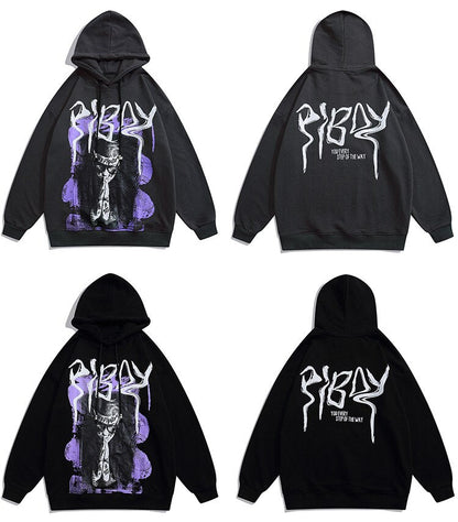 Hoodie Men Cool Youth Letter Graffiti Print Sweatshirt Male High Street Fashion Loose Hooded Pullover Couple Streetwear-2