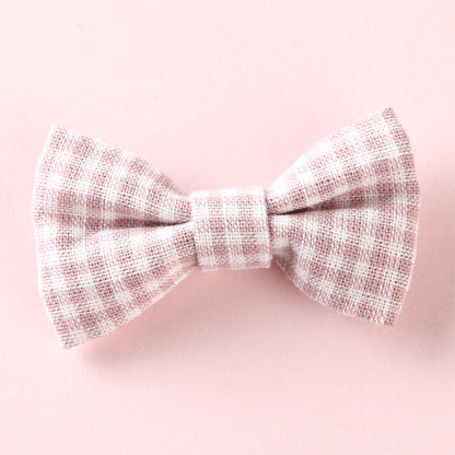 Girls Plaid Pattern Bow Tie Hair Fabric 2 pc. Clips Handmade Accessory-5