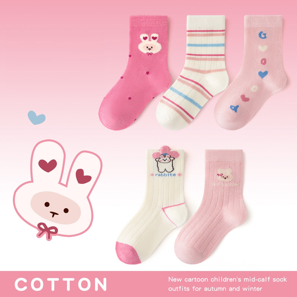 Autumn Arrival Baby Girls Breathable Cute Pattern Socks 1 Lot=5-Pair Set-7