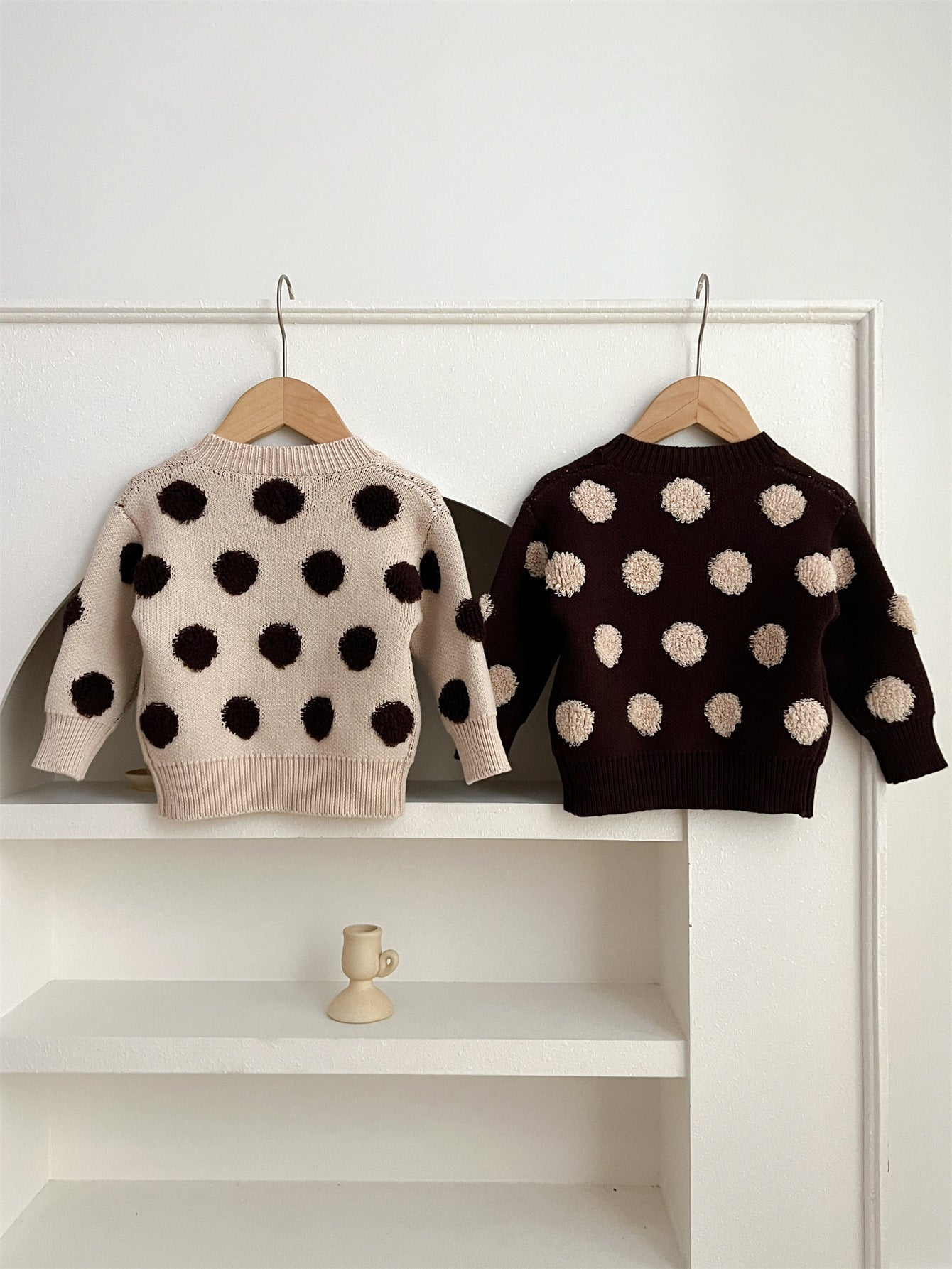 Children Polka Dots Knitted Cardigan For Spring Boys And Girls Sweater-1