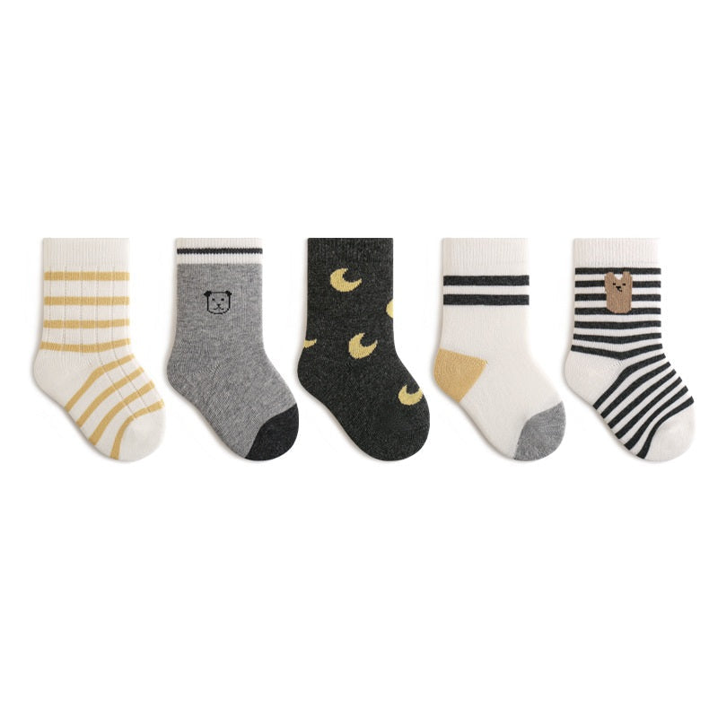 Autumn Arrival Baby Kids Unisex Breathable Geometric Pattern Socks 1 Lot=5-Pair Set-2