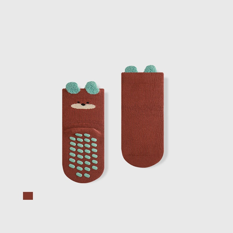 Autumn Baby Unisex Breathable Cartoon Pattern Color Patchwork Anti-slip Socks-2