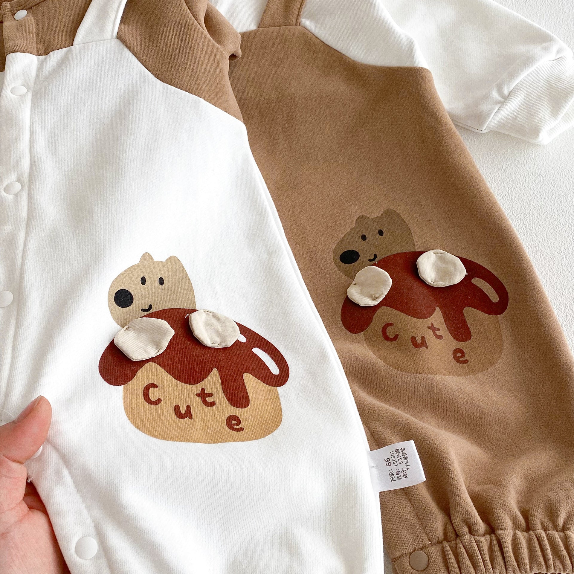 Autumn Arrival Baby Unisex Long Sleeves Cartoon Pattern Color Patchwork Rompers-2