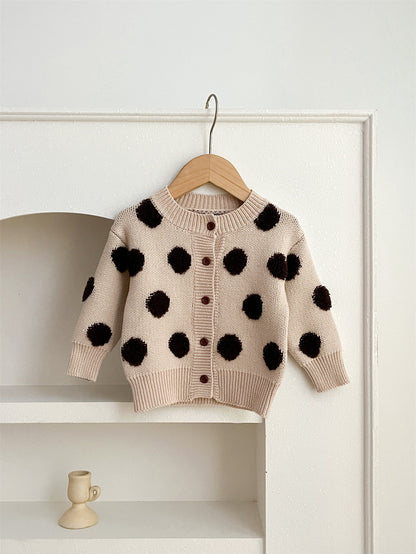 Children Polka Dots Knitted Cardigan For Spring Boys And Girls Sweater-2