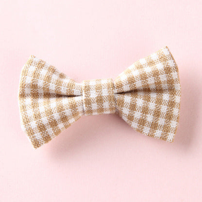 Girls Plaid Pattern Bow Tie Hair Fabric 2 pc. Clips Handmade Accessory-2