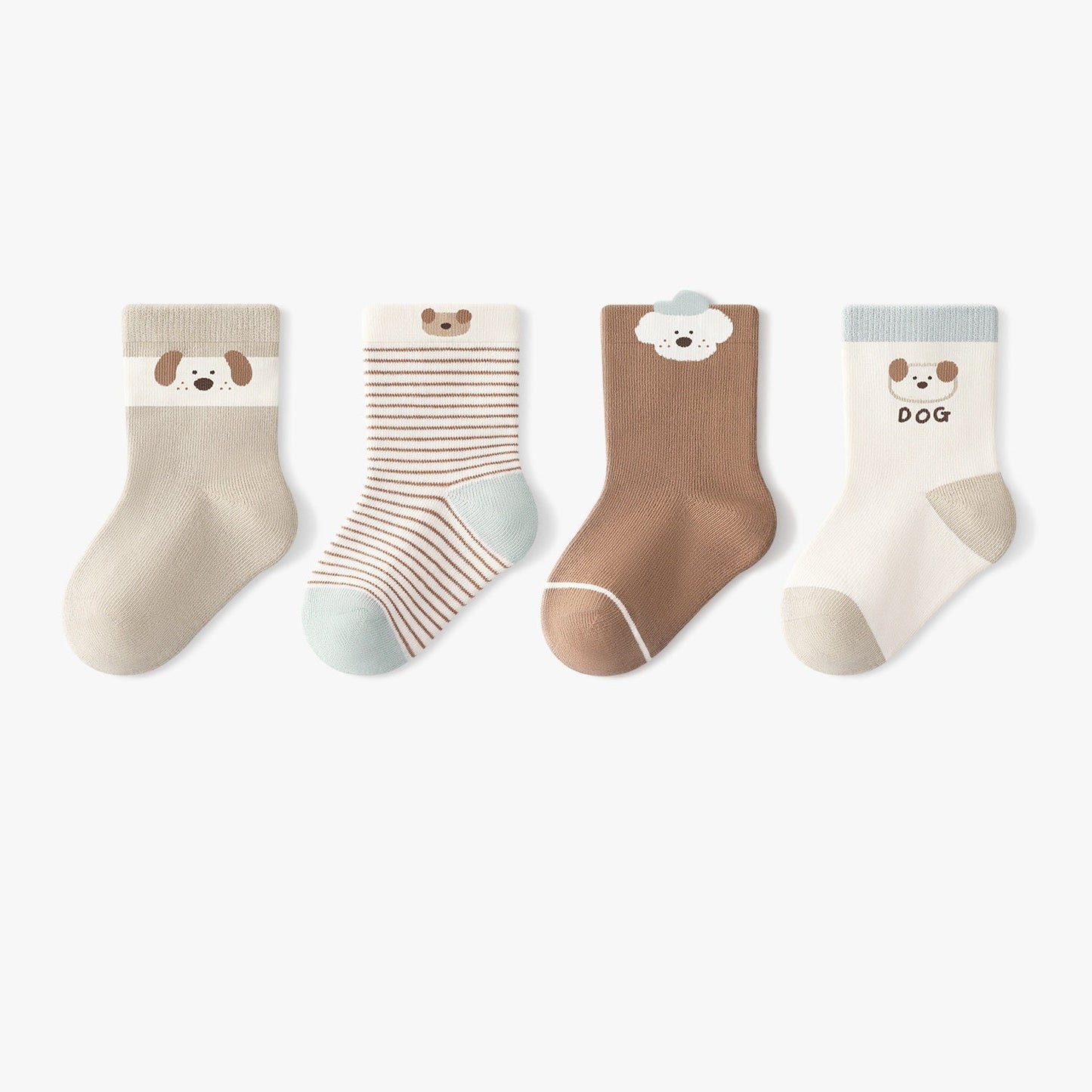 Autumn Arrival Baby Unisex Breathable Cute Cartoon Pattern Socks 1 Lot=4-Pair Set-3
