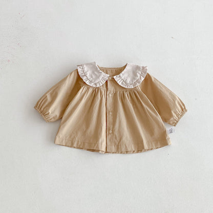 Autumn Arrival Baby Girls Color Patchwork Long-sleeved Onesies and Dress – Princess Sister Matching Set-1